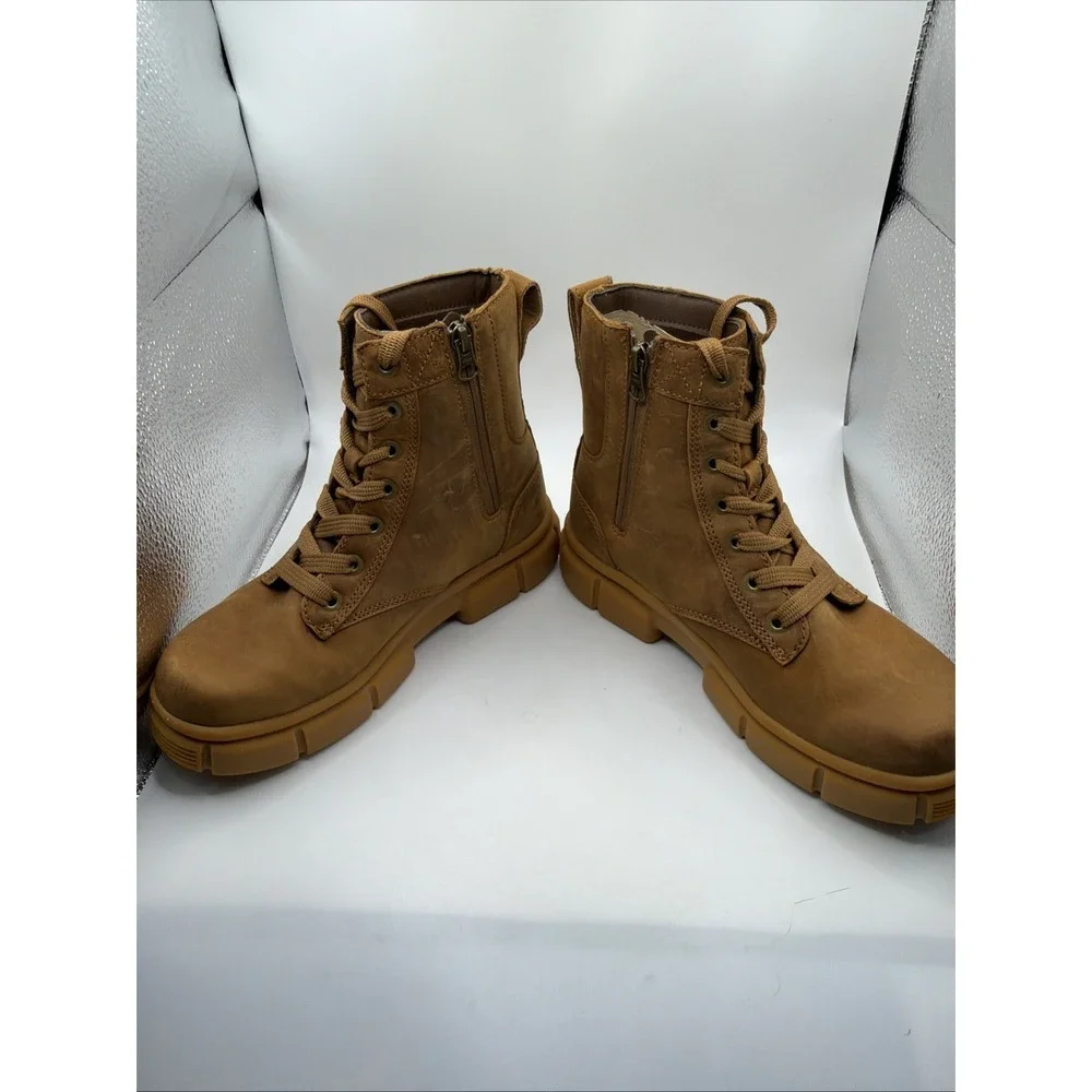 Sorel Women's Explorer Straight STRT Lace Waterproof Boot, Sz 7 Velvet Tan/Gum 2